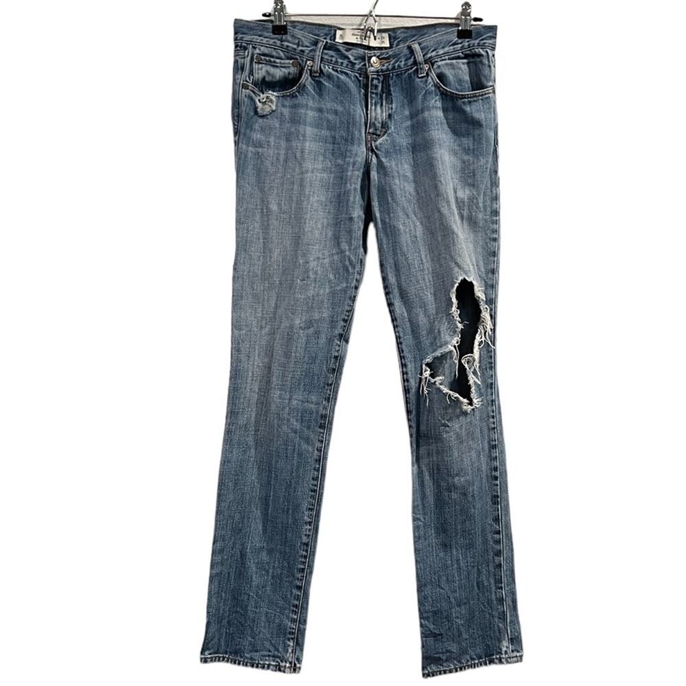 Abercrombie & Fitch Jeans Women 8L 29x35 Blue Denim Straight Leg Grunge Classic